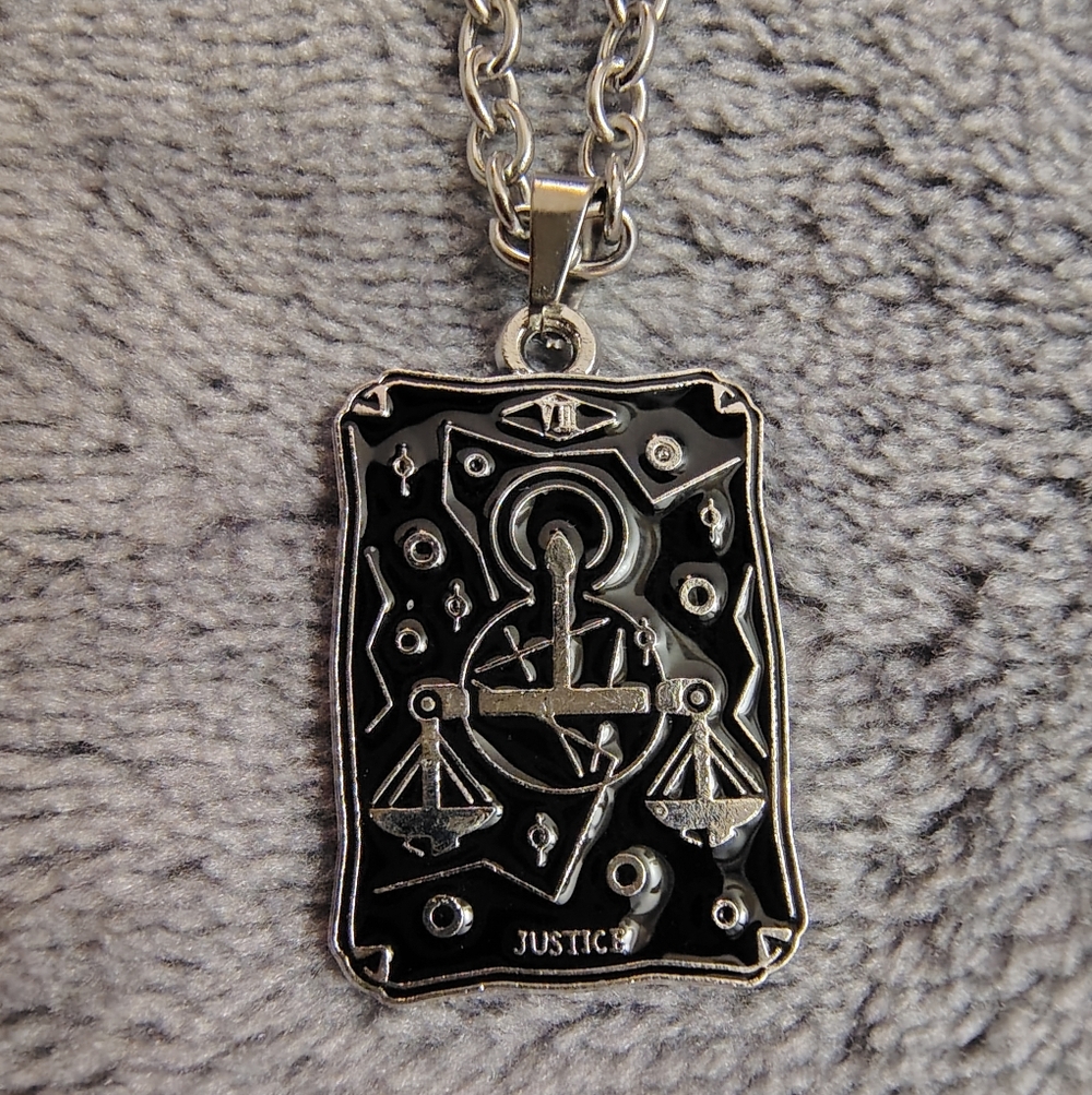 'Justice' Tarot Card Pendant Necklace